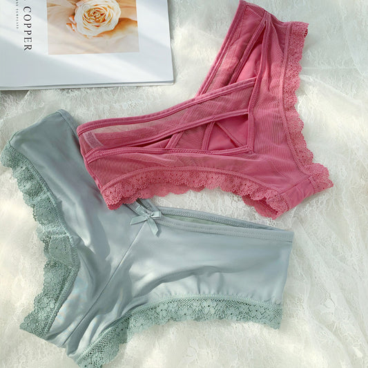 Silk panties with lace trim